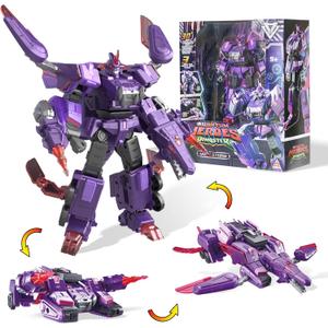 QUANTUM HEROES DINOSTER Robot Transformable 3 in 1 Mosa Storm, 8.66 Inches, Toys for Children, Transforming Toys Trolley and Robot for Boys and Girls 5 6 7 8 9 10 Years, Purple