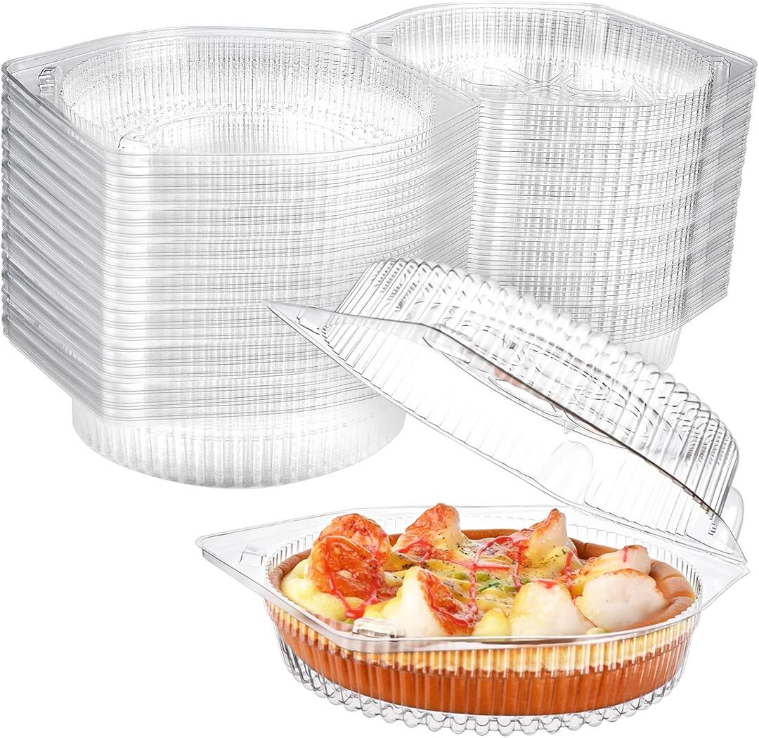 Yoiemivy 40 Pcs 8'' Disposable Pie Containers with Lids Clear Plastic Pie Carrier Round Pie Keeper Storage Dessert Carrier Clamshell Takeout Food Containers for Doughnut Cookies Salad Fruit Vegetable