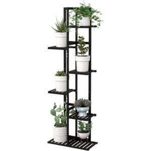 Laiensia Bamboo Plant Stand Rack 6 Tier,Multiple Stand Holder Shelf Rack, Indoor&Outdoor Planter Display Shelves for Patio Garden, Living Room, Corner Balcony and Bedroom,Black