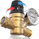 RV Water Pressure Regulator with Adjustable Handle, Upgraded Brass Lead-Free RV Water Pressure Regulator with Gauge, Fit for RV Water Pressure Adjust