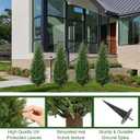 3FT Artificial Cedar Topiary Trees with Ground Spike, Set of 2 UV Resistant Fake Evergreen Bushes Shrubs Trees Artificial Plants Realistic Faux Cypress Plants for Indoor Outdoor Front Porch Garden