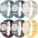 6 Pack Silicone Sport Bands Compatible with Apple Watch Band 38mm 40mm 41mm 42mm 44mm 45mm 46mm 49mm Women Men, Soft Strap Waterproof Wristband for iWatch Series 10 9 8 7 6 5 4 3 2 1 Ultra SE (Cactus/Blue Grey/Starlight/Dark Cherry/Olive/Sunglow)