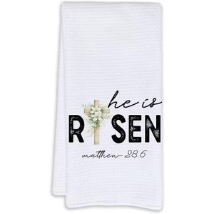 Set Of 2 He is Risen Easter Kitchen Towels,  16x24 Inch