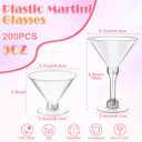 200 Pcs Plastic Martini Glasses 5 oz Disposable Cocktail Glasses Tall Mini Martini Plastic Cups Unbreakable Appetizer Dessert Cups for Margarita Wine Champagne Ice Cream Wedding Party Bar Event