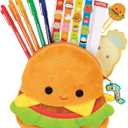 Fashion Angels Squishmallows All About Carl The Cheeseburger Stationery Set  Includes Carl Pencil Pouch - 1200+ Squishmallows Stickers - Activity Journal - 5 Gel Pens, Sticky Notes and More!