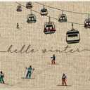 Artoid Mode Ski Lifts Snowboards Hello Winter Doormat, Christmas Low-Profile Switch Rug Home Decor Door Mat Floor Mat for Outdoor Indoor 17x29 Inch