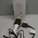 Travel Dual Voltage Hair Dryer Brush 4-IN-1 Portable Mini Hot Air Blow Dryer Straightener & Curler Brush, Titanium Round Blowout Styler Volumizer Tools, 110/240V US/EU/UK Plug for International Travel (Nacre White & Ros Gold)