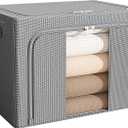 100L Clothes Storage Bins with Metal Frame Foldable Storage Bins with Lids Clothes Organizers and Storage with Clear Window Stackable Zippered Clothes Storage Bags(Darkgray)