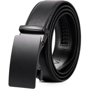 VATAN Men's Belt Leather Ratchet Belt for Men Dress Casual Every Day with Adjustable Buckle, Trim to Fit (30-38)