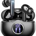 Wireless Earbuds, Bluetooth 5.3 Headphones HiFi Stereo 50H Playback LED Digital Display Ear Buds with ENC Noise Canceling Headset, IPX7 Waterproof Earphones for Gym/Running/Work (Black)