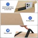 frani Car Center Console Cover,Leather Car Armrest Cover with 2 Storage Bags,Universal Car Arm Rest Cover,Car Interior Accessories Protector for Most Vehicle Beige