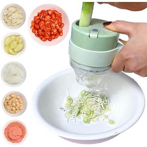 Vegetable Condiment Chopper Chilli Pepper USB Choppers Onion Choppers Peanut Garlic Shrimp Choppers Handheld Portable Small Food Slicer (Green)