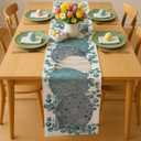 3 Pcs Farmhouse Holiday Table Runner Set Heart Valentines Day Shamrocks St. Patrick's Day Easter Egg Table Runner for Home Dining Room Kitchen Decor, 13x72 Inch(Eucalyptus Leaf)