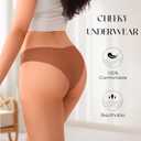DEANGELMON Women Seamless Bikini Cheeky Underwear Invisible No Show Panties V-Waist Hipster Ladies Soft Stretch 6 Pack (M)