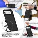 Designed for iPhone 17 Air Case with Magnetic Stand [Military Drop Protection][Compatible with Magnet] Shockproof 17 Air Phone Case with Ring Holder, Black