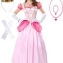Princess Peach Costume Adult Super Borthers Costume Women Halloween Pink