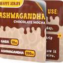 4 x Happy Strips Organic Ashwagandha KSM 66 & GABA for Stress Relief, Calmness, Sleep - Fast-Acting & Rapid-Dissolving, Chocolate Mocha Flavored, Organic, Vegan, Sugar-Free - 30 Count