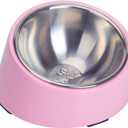 SuperDesign Mess Free 15° Slanted Bowl for Dogs and Cats, Tilted Angle Bulldog Bowl Dog Feeder, Non-Skid & Non-Spill, Easier to Reach Food S/ 0.5 Cup Pink