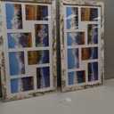 8x20 Picture Frame Set of 2, Distressed White Wood Frame with Tempered Glass Collage Frame, Display Pictures Four 4x6 With Mat or 8 x 20 Without Mat - Horizontal or Vertical Wall Mounting