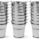 2.1" Galvanized Mini Tin Buckets  24Pcs Silver Metal Buckets with Handle Best for Party Favors, Bridal Shower and Craft Projects (Silver, 2.1")