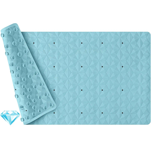 WRISIN Non Slip Bathtub Mat for Bath Tub Shower - Natural Rubber Mat with 241 Suction Cups - Soft Bathroom Safety Mat - Unique Diamond Pattern - Fatigue Relief - Machine Washable - 16 × 28 Inch