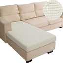 TOPYUMH Water Repellent L Shaped Couch Covers for Sectional Sofa, Stretch Separete Chaise Lounge Cover for Both Left/Right Sectional Couch with Elastic Bottom for Kids, Pets, Cream White