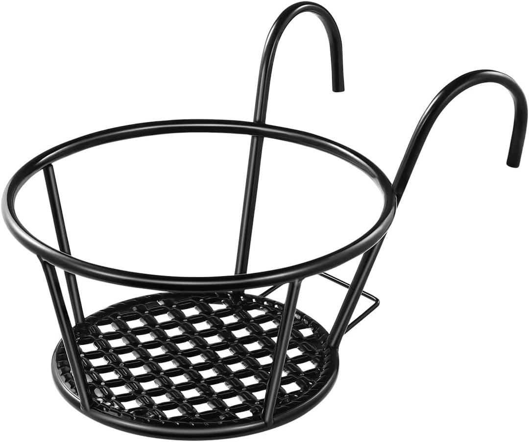 Yardwe Hanging Succulent Planter Flowerpot Holder Stand for Balcony Window Porch Metal Plant Stand Railing Planter for Outdoor Plants 8.66X7.08X6.49 Inch