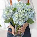 JINWOE Light Blue Hydrangea Artificial Flowers,4Pcs 20" Real Touch Lifelike Silk Artificial Hydrangeas, Full Fake Flowers for Bouquet Table Centerpieces Spring Wedding Indoor Home