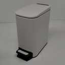 TIPGO Slim Bathroom Trash Can with Lid Soft Close, Step Pedal, 6 Liter / 1.6 Gallon Stainless Steel Trash Bin, Small Garbage Cans for Bedroom, Office, Kitchen (White)