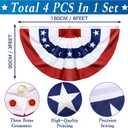 4 Pack Large Size 3 X 6 FT American Bunting Flag 4th of July Decorations, USA Pleated Fan Flag Memorial Day Patriotic Half Fan Banner 100% Polyester Fourth July Independence Day Outdoor Indoor Decor