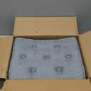 IBUYKE U-Shaped Linen Vanity Stool, Square Makeup Chair with X-Leg, Ottoman Seat Footrest Stool, Multi-Use as Small Side Table, for Bedroom, Living Room, Blue Gray