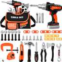 Toddler & Kids Tool Set with Electric Drill Toy, 38 PCS STEM Learning Educational Pretend Play Kit for Ages 3-8  Portable Toolbag Organizer & Travel Storage Bag for Boys & Girls
