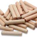 BokWin 100 Pack Wooden Dowel Pins 10mm x 50mm (Approx 3/8" x 2") Wood Fluted Dowels Rods Kiln Dried Fluted and Beveled, Hardwood Crafts Dowel Pegs