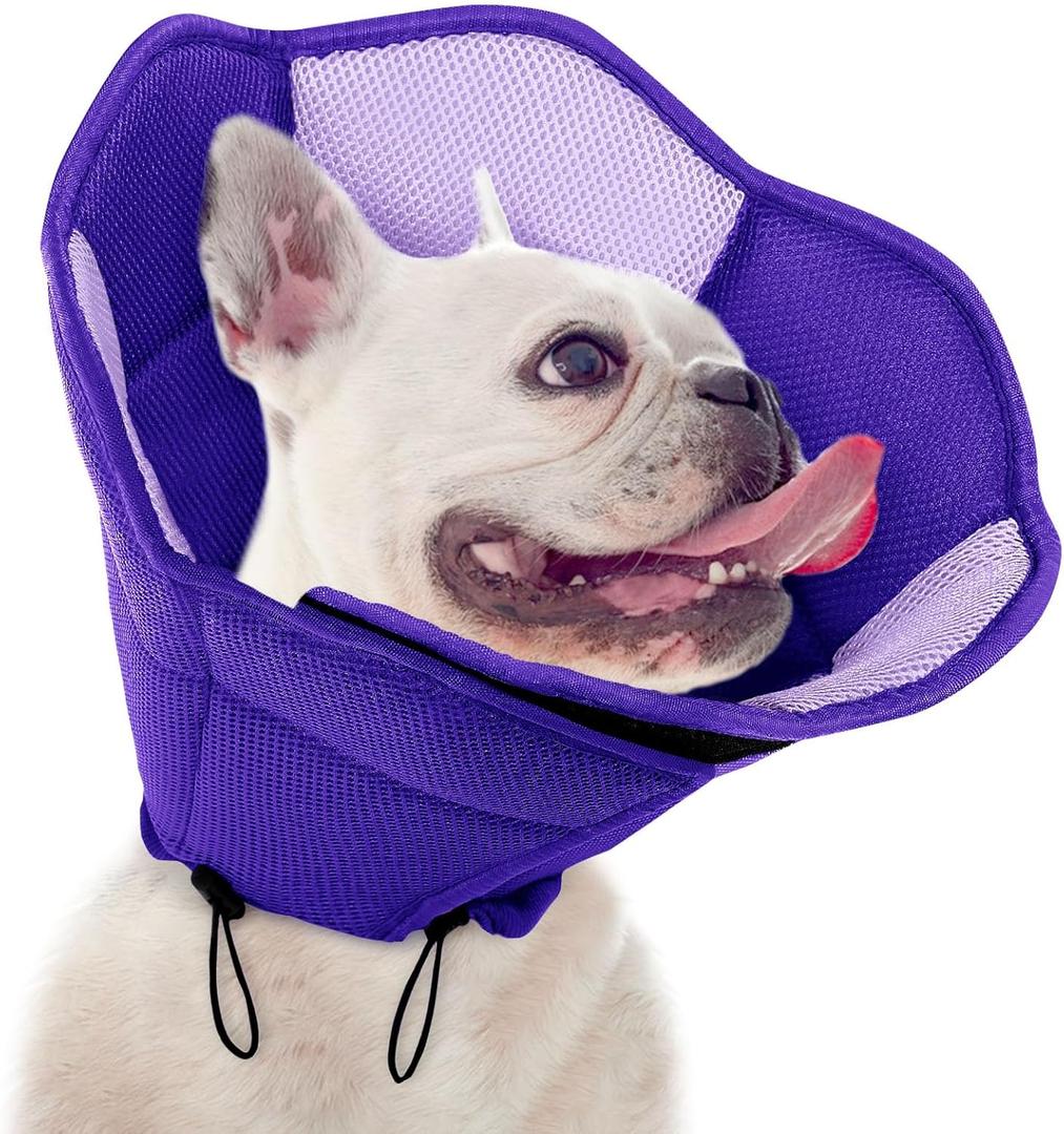 Dog Cone - Soft Cone for Dogs to Stop Licking, Pet E-Collar Alternative After Surgery, Adjustable Pet Recovery Collar for Wound Healing, Purple Medium