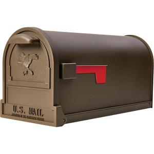 Architectural Mailboxes Arlington Heavy duty Steel Metal Post Mounted Mail Box for outside, Textured Bronze, Large USPS Approved Curbside Mailbox