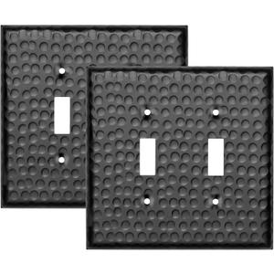 Monarch Abode Toggle Light Switch Cover Plate 2-Gang Matte Black Outlet Covers, Hand Hammered Decorative Outlet Cover Wall Plates, Light Switch Plate Covers for Electric Outlets, Pack of 2