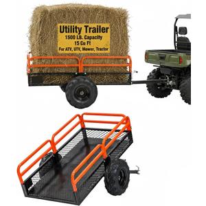 Houseables Utility Trailer, ATV Trailer, ATV Cart, Dump Cart for Lawn Tractor, Pull Behind Wagon, for Lawn Mower, UTV, Golf, Garden, Yard, Four Wheeler, Riding Mower, Tow Behind, Quad, 1500LB, 15 CuFt