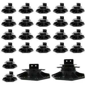 24 Pack Adjustable Deck Support Pedestal, Plastic Adjustable Deck Foundation Base, Height Adjustment Raising from 1-3/16" to 2-3/8", Black