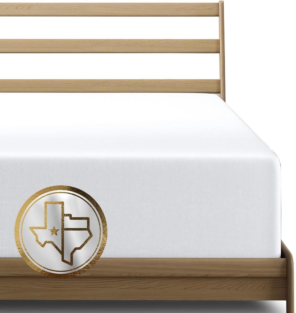 TEXAS LINEN CO. Premium Egyptian Cotton Queen Size Fitted Sheet Only - Luxury 1000 Series Lonestar Lovin' Collection 22" Extra Deep Pocket Queen Fitted Sheet (White), Hotel Quality Bottom Sheets