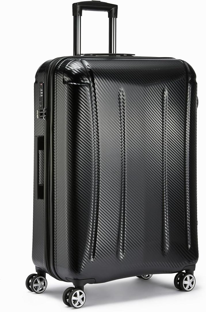 Amazon Basics 30-Inch Hardside Checked Luggage With TSA Lock, Hardshell Suitcase With Wheels, Expandable For Up to 12.5% More Space, With Scratch-Resistant Surface, 8 Multi-directional Wheels, Black