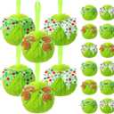 Liliful 18 Pcs Lime Green Furry Christmas Ball Ornaments3.15 Inch Bow Xmas Furry Ornaments Hanging Christmas Pom Pom Ball Decorations for Home Xmas Tree Party Supplies Wall Decor (Style 4, Multicolor)