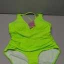 Women's Plunge V Neck Push Up One Piece Swimsuit-Neon Green , XL