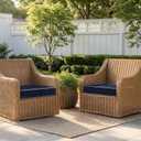 MIULEE Navy Outdoor Chair Cushions Set of 2, 19x19x3 Inch Waterproof Patio Seat Cushions for Outdoor Furniture Couch Sofa, 3 Year Color Fastness High Density Foam with Adjustable Ties