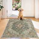 TOPRUUG Green Washable Entry Rug - 3x3 Area Rugs for Kitchen Bedroom Bedside Bathroom Entryway Non Slip with Rubber Backing Low Pile Ultra Soft Stain Resistant Small Carpet (Green, 3x3)