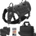 Forestpaw Tactical Dog Harness Patches Pouches and Storage Backpack Set,Dog Harness for Dogs, Capacity Tool Pouch with Shoulder Strap, Size Medium
