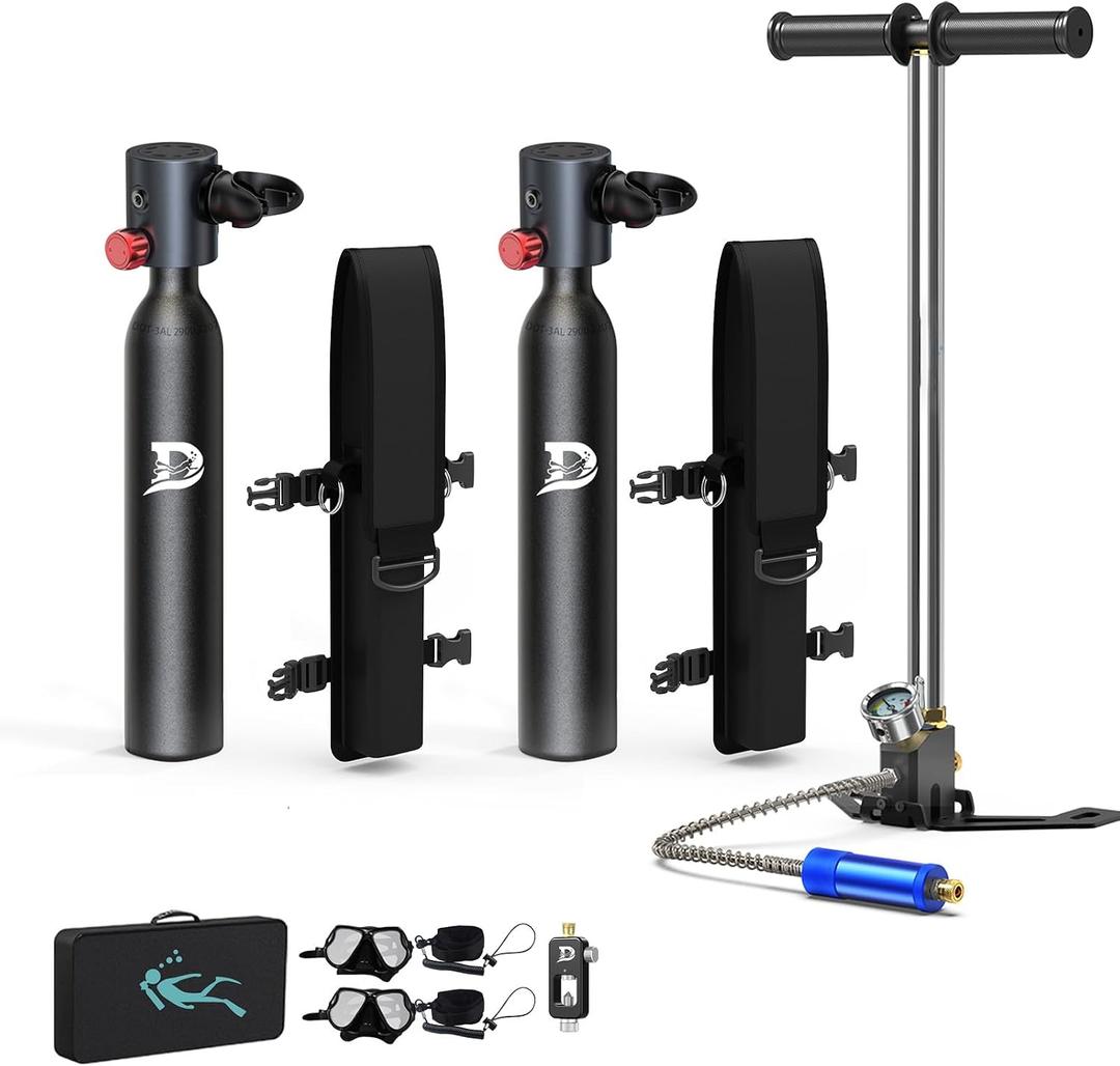 DEDEPU Scuba Tank 0.5L Mini Scuba Tanks Diving Tank 5-10 Minutes Scuba Air Tank DOT Certification Lung Tank D0.5B Black