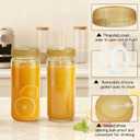 Ruckae 16oz 10 Pack Glass Juice Bottles with Dual Scale, Reusable Glass Bottles with Hole Lids and Straws Mason Jar for Juicing, Smoothies, Kombucha - Water Bottle for Fridge or Gym (Gold)