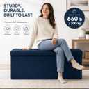 ALASDO 43 Inch Folding Storage Ottoman Bench with Hidden Storage, Velvet Storage Ottoman Foot Rest Stool, End of Bed Bench for Bedroom, Living Room, Entryway and Closet, Navy Blue, 15"D x 43"W x 15"H