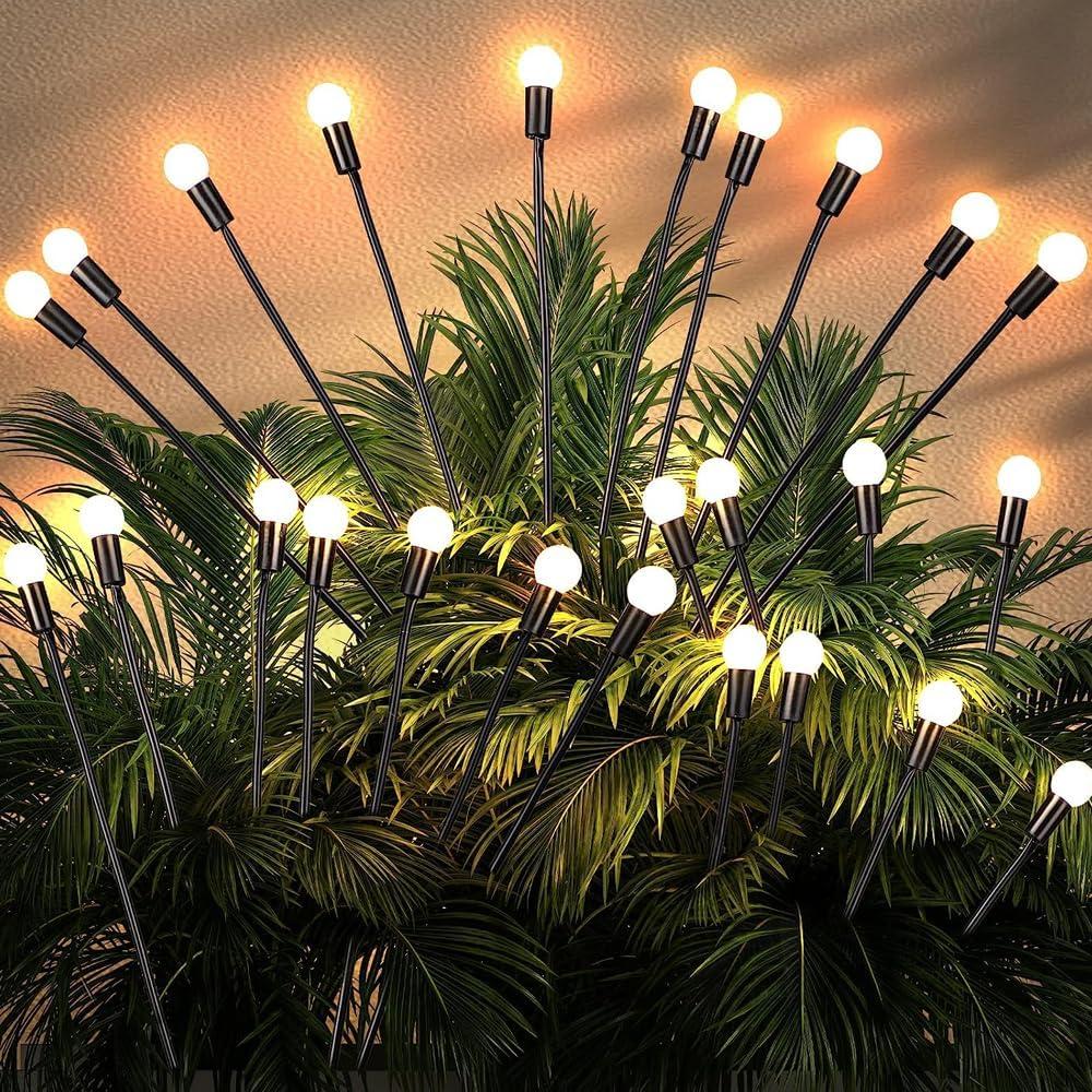 Upgraded Solar Swaying Light 8 LEDs Solar Garden Lights Outdoor Waterproof Swaying Solar Garden Lights Firefly Lights for Garden Yard Patio Pathway Decoration Warm White (4pcs)