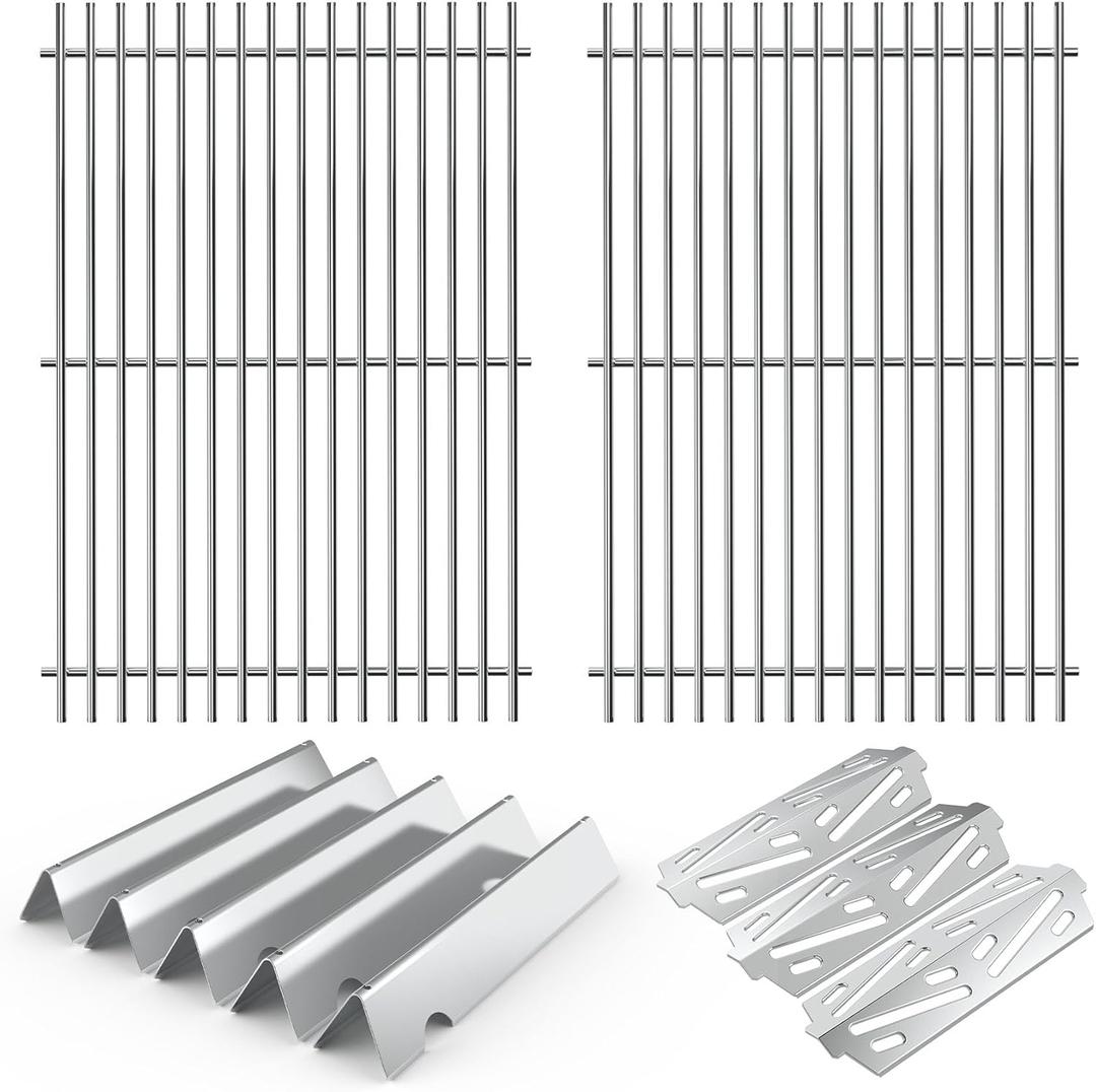 10-Piece Grill Kit for Weber Genesis II 300, Replaces 66802/66795/66685 | Replaces OEM W10432539/W10432544. Fits Whirlpool, KitchenAid, JennAir Gas Ranges. Even Heat, Oil Ridges & Easy Seasoning (26.5" x 18.75" for Weber Genesis II GS4)